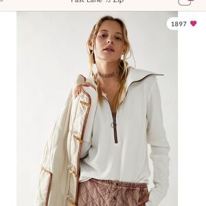 Free people half zip sweatshirt, white, xl